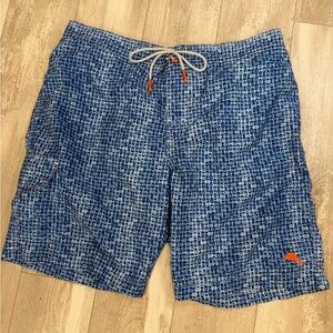 Tommy Bahama Blue and White Patterned Board Shorts